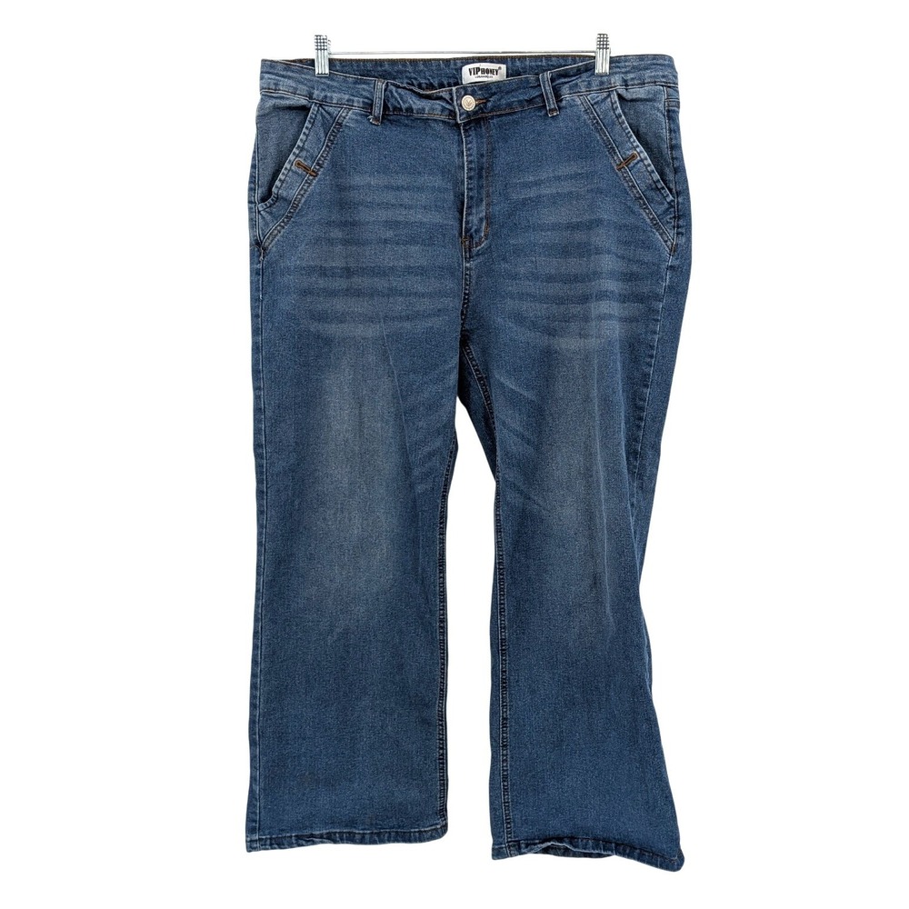 Flare Leg Jeans High Rise Stretch Denim Y2K Boho Plus 4XL *Fits‎ like 20W
